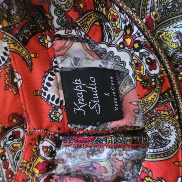 Knapp Studio Red Paisley Print Halter Top L - Picture 6 of 6